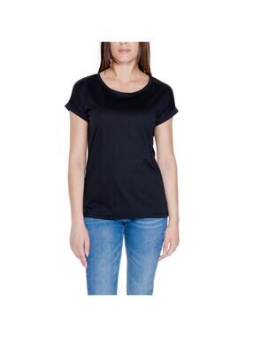 Vila Clothes Black Cotton T-Shirt